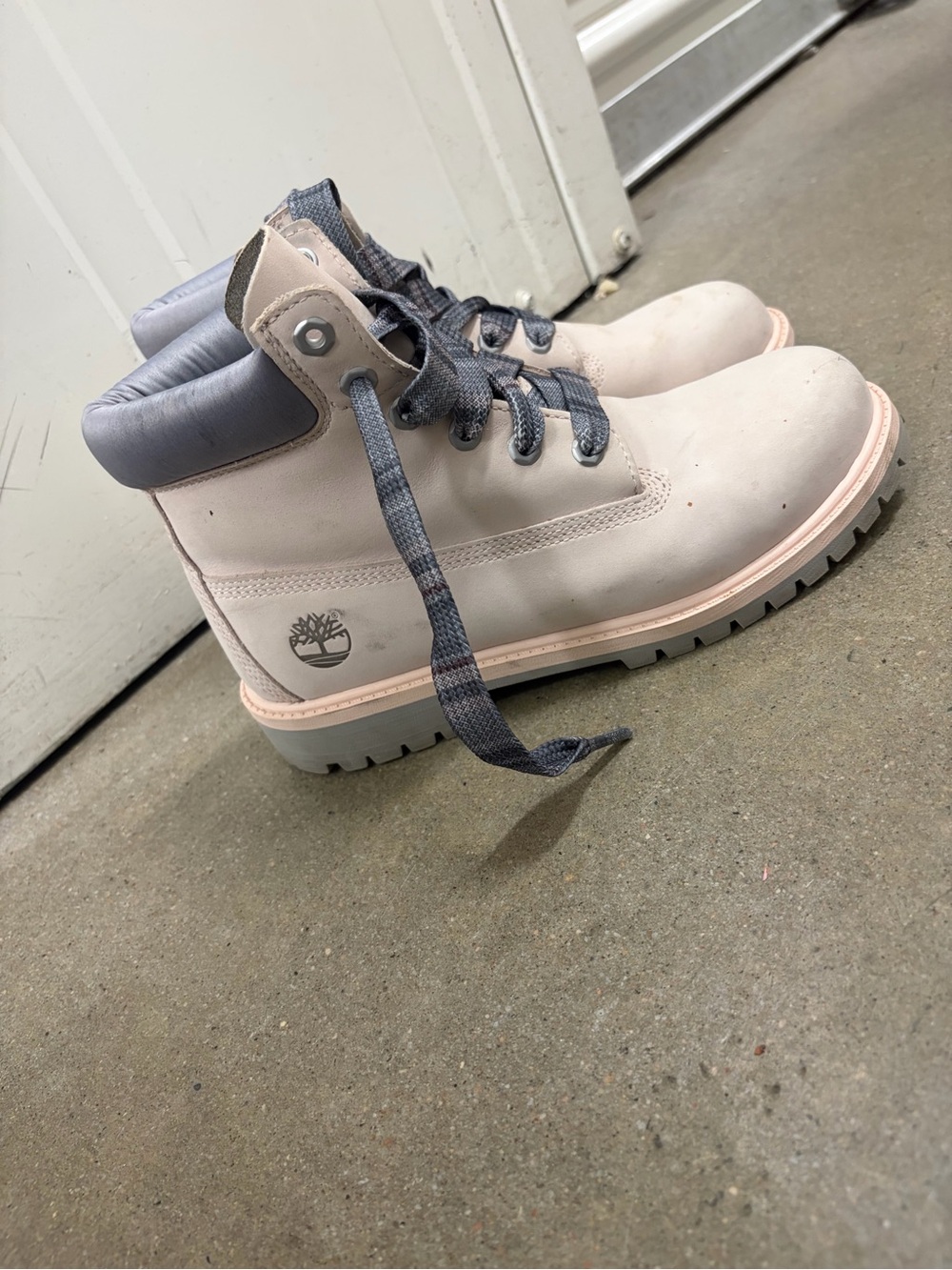 Timberland Kids Light Pink and Gray Lace-Up Boots